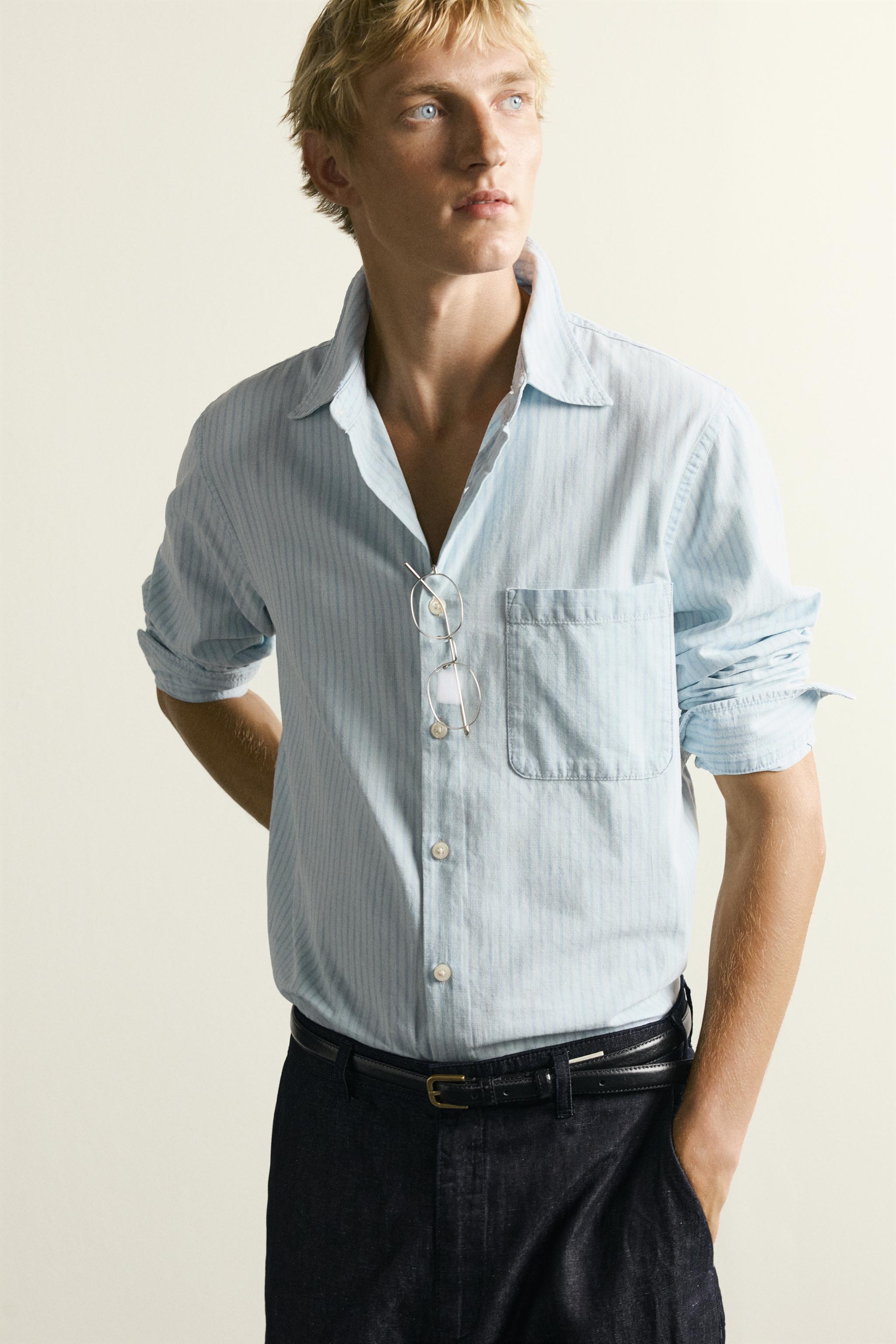 CHEMISE EN JEAN LÉGER À RAYURES